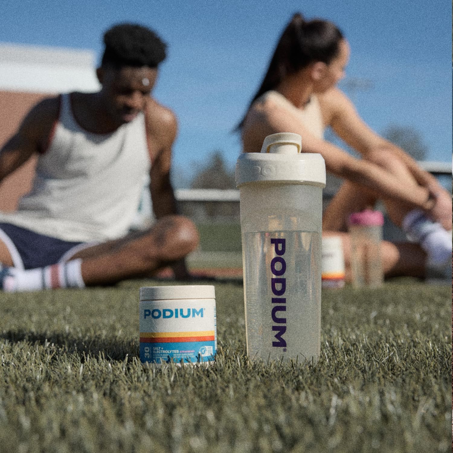 Packaging for Podium Salt+Electrolytes highlights gluten-free, dairy-free, and soy-free formula.