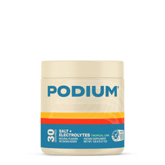 Podium Training Salt+Electrolytes tropical lime bottle for quick hydration during workouts.