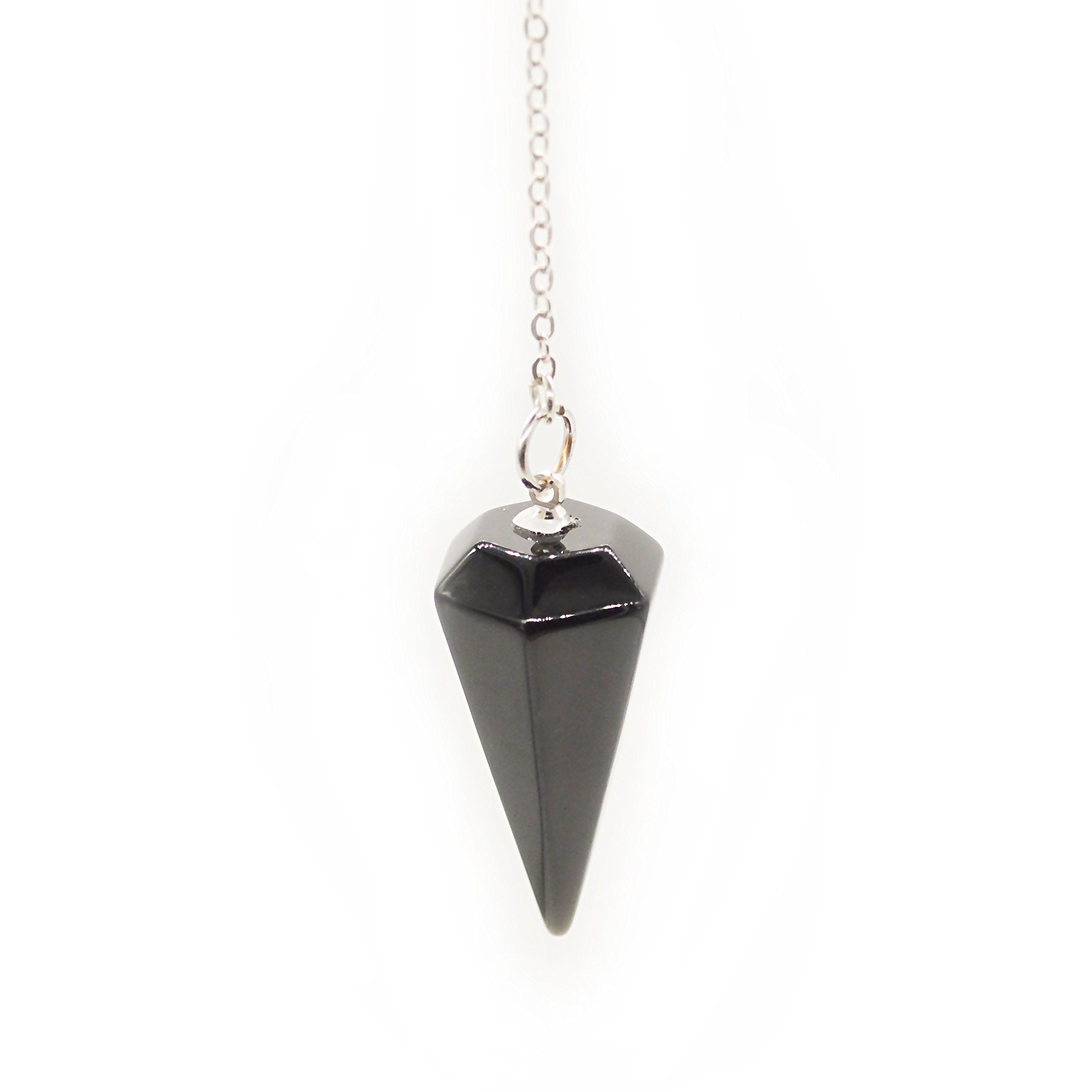 Polar Jade pendulum side profile showing chain for easy handling.