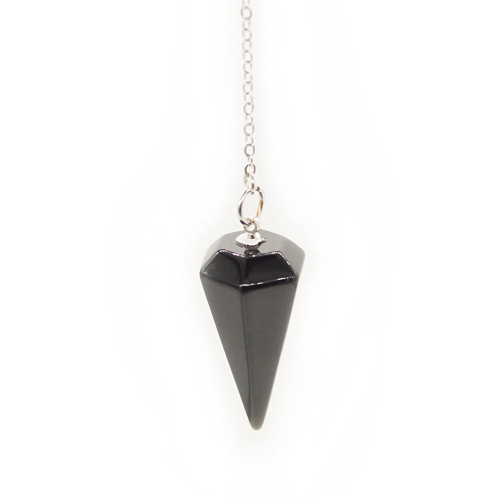 Polar Jade pendulum side profile showing chain for easy handling.