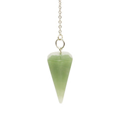Polar Jade green aventurine pendulum close-up for divination and intuition.