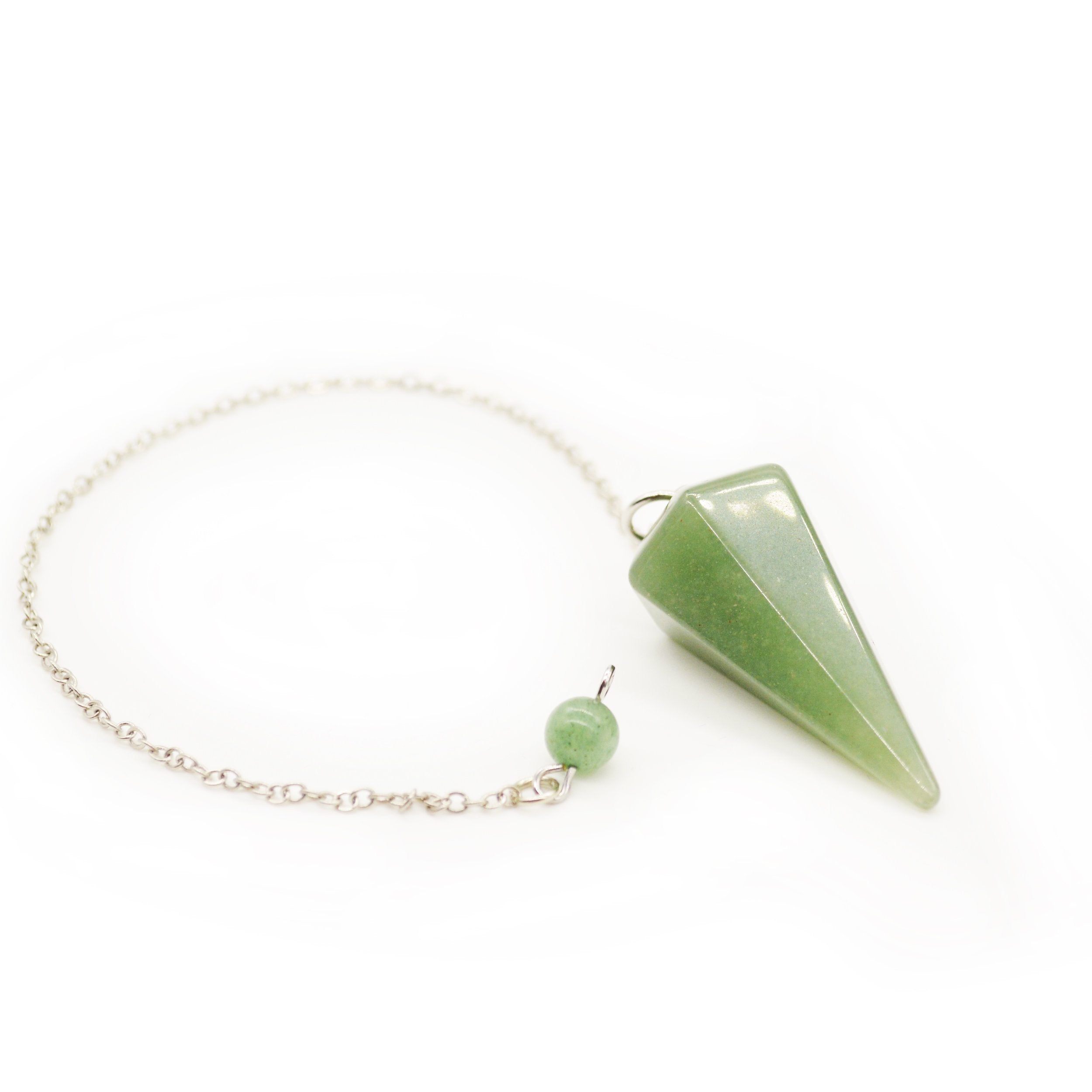 Polar Jade green aventurine pendulum on display for quick yes/no readings.