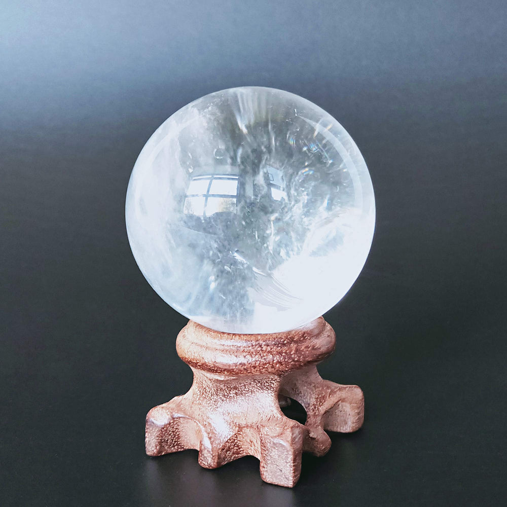 Polar Jade natural quartz ball enhances home or office ambiance.