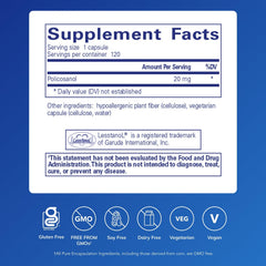 Pure Encapsulations Policosanol 20 mg capsules close-up showing purity and quality