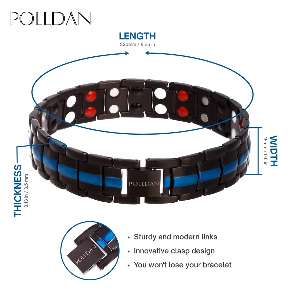 Polldan magnetic bracelet men adjustable length ensures comfortable fit