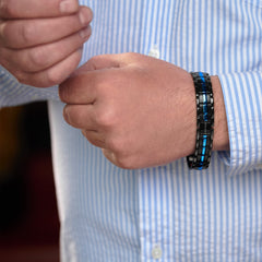 Polldan magnetic bracelet men black titanium finish conveys modern style