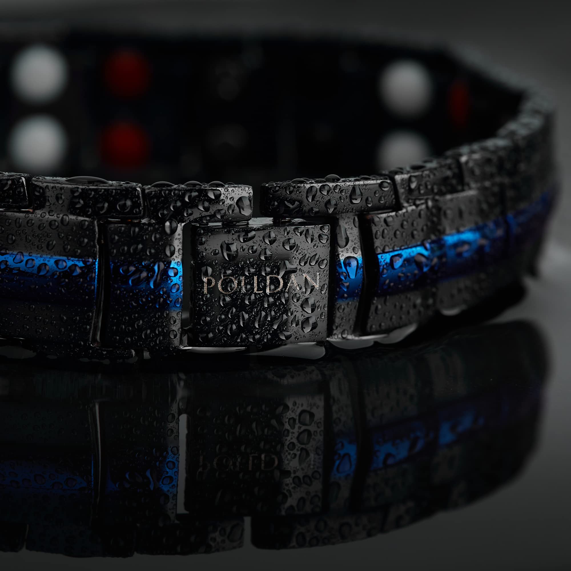 Polldan magnetic bracelet men sixty magnets detailed view highlights strength