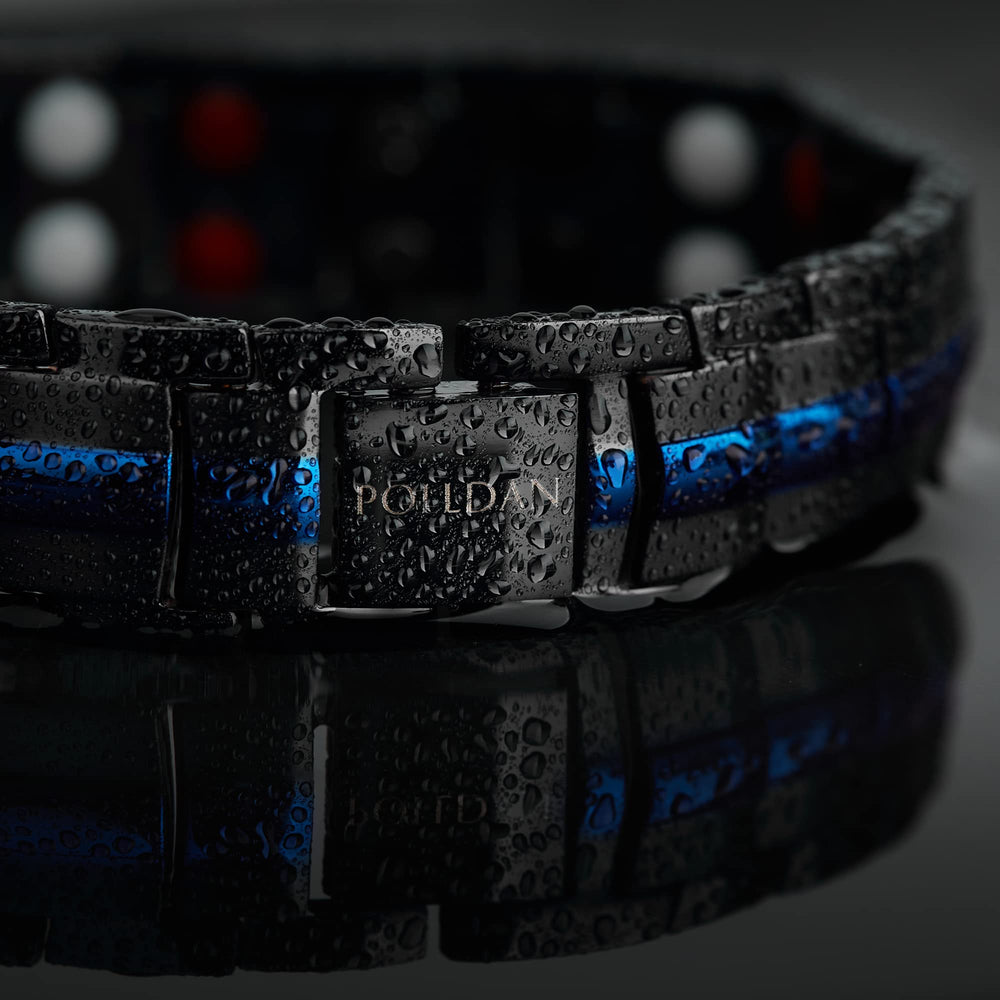 Polldan magnetic bracelet men sixty magnets detailed view highlights strength