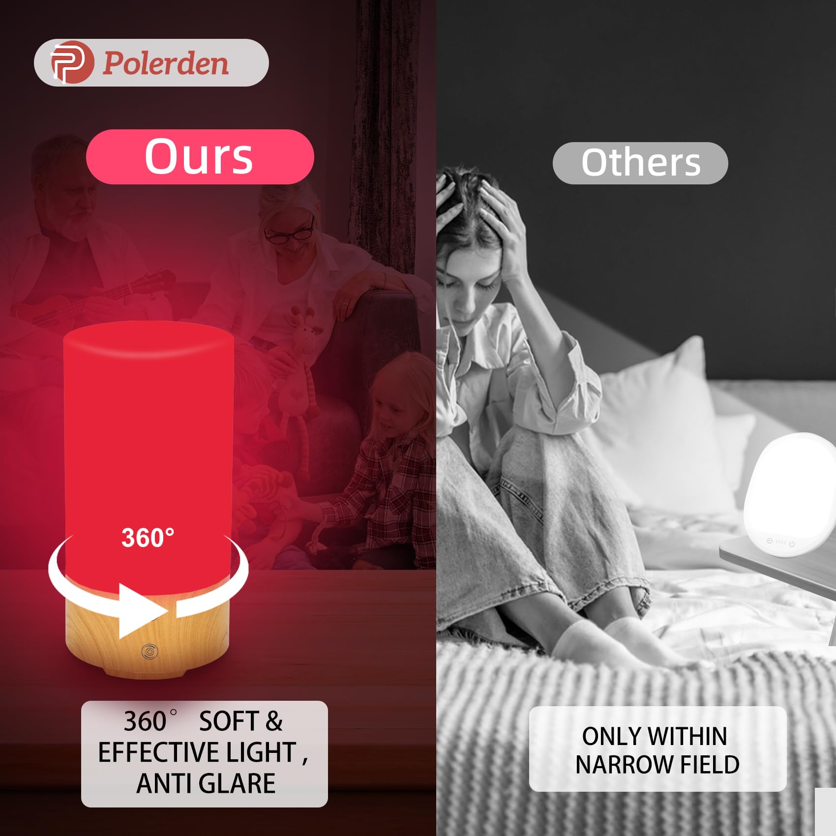 Polorden sleek cylinder lamp with modern finish for bedroom use