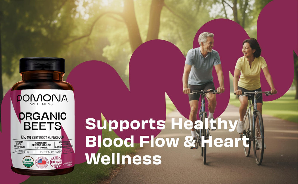 Pomona Wellness Beetroot Powder in sport bottle illustrates convenient athletic performance support.