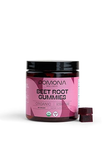 Pomona Wellness Potent Beetroot Gummies closeup highlights fruit flavor