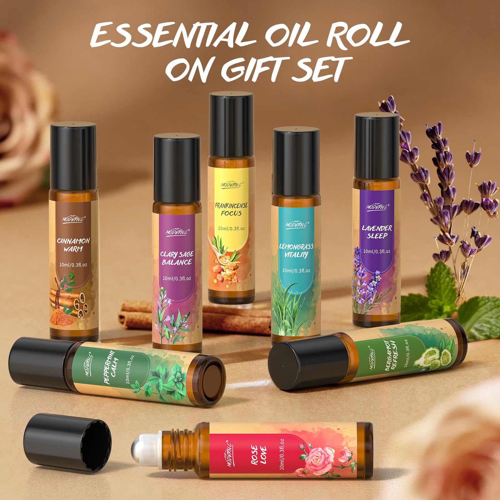 POP MODERN.C essential oils roll-on set rose: romantic fragrance for moments of self-care
