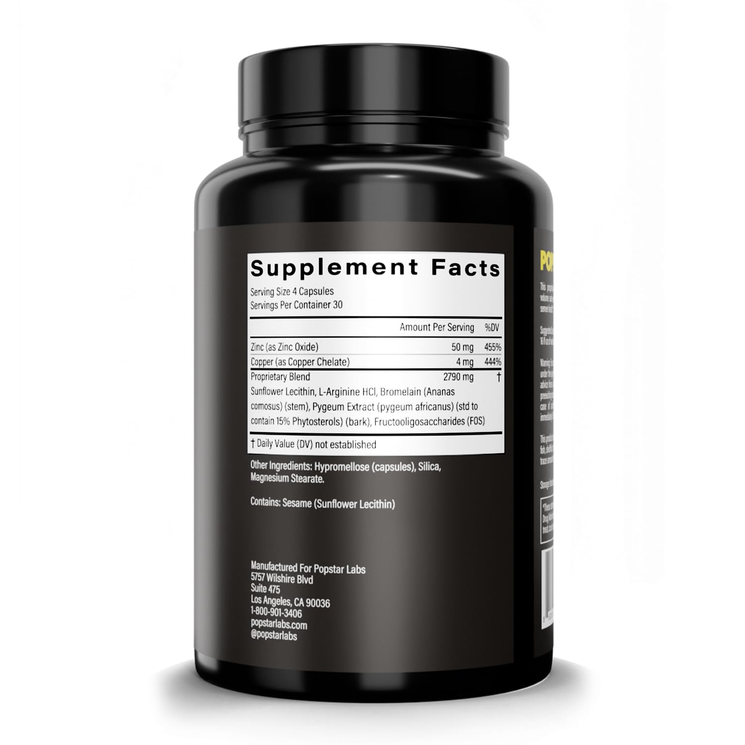 POPSTAR Labs Semen Volume Booster ingredients list highlights key compounds