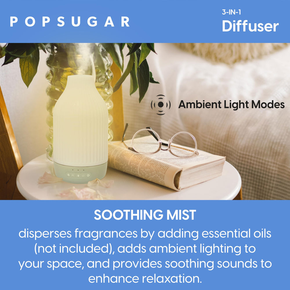 POPSUGAR 3-in-1 diffuser brightness settings for customizable ambience.