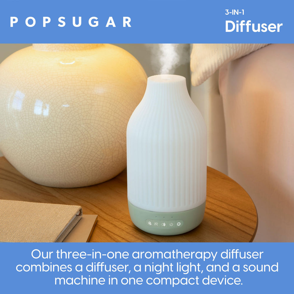 POPSUGAR 3-in-1 diffuser USB-C power for flexible placement.