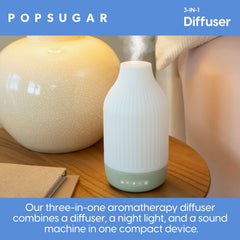 POPSUGAR 3-in-1 diffuser USB-C power for flexible placement.
