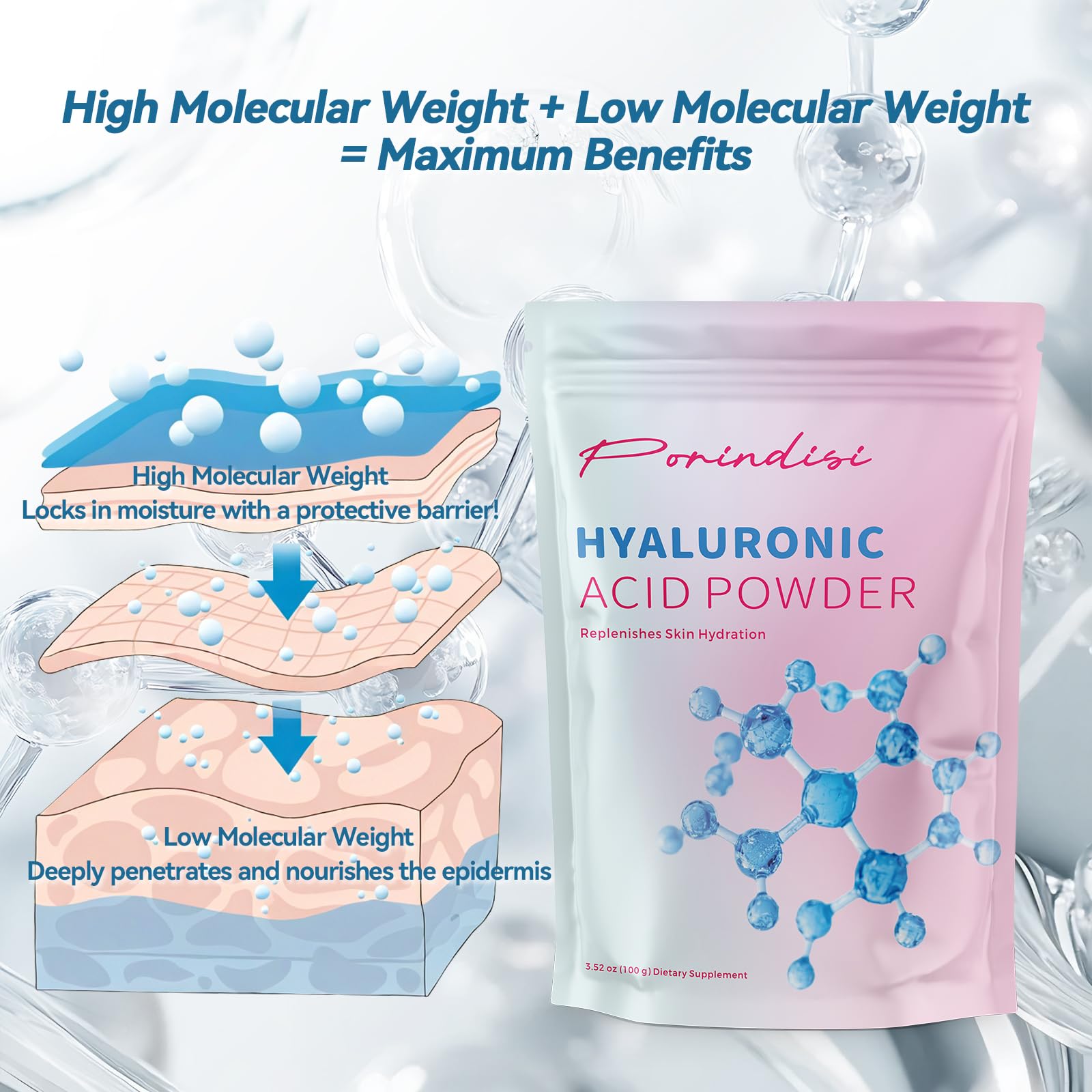 Porindisi Hyaluronic Acid Powder Serum DIY blends easily into creams and lotions.