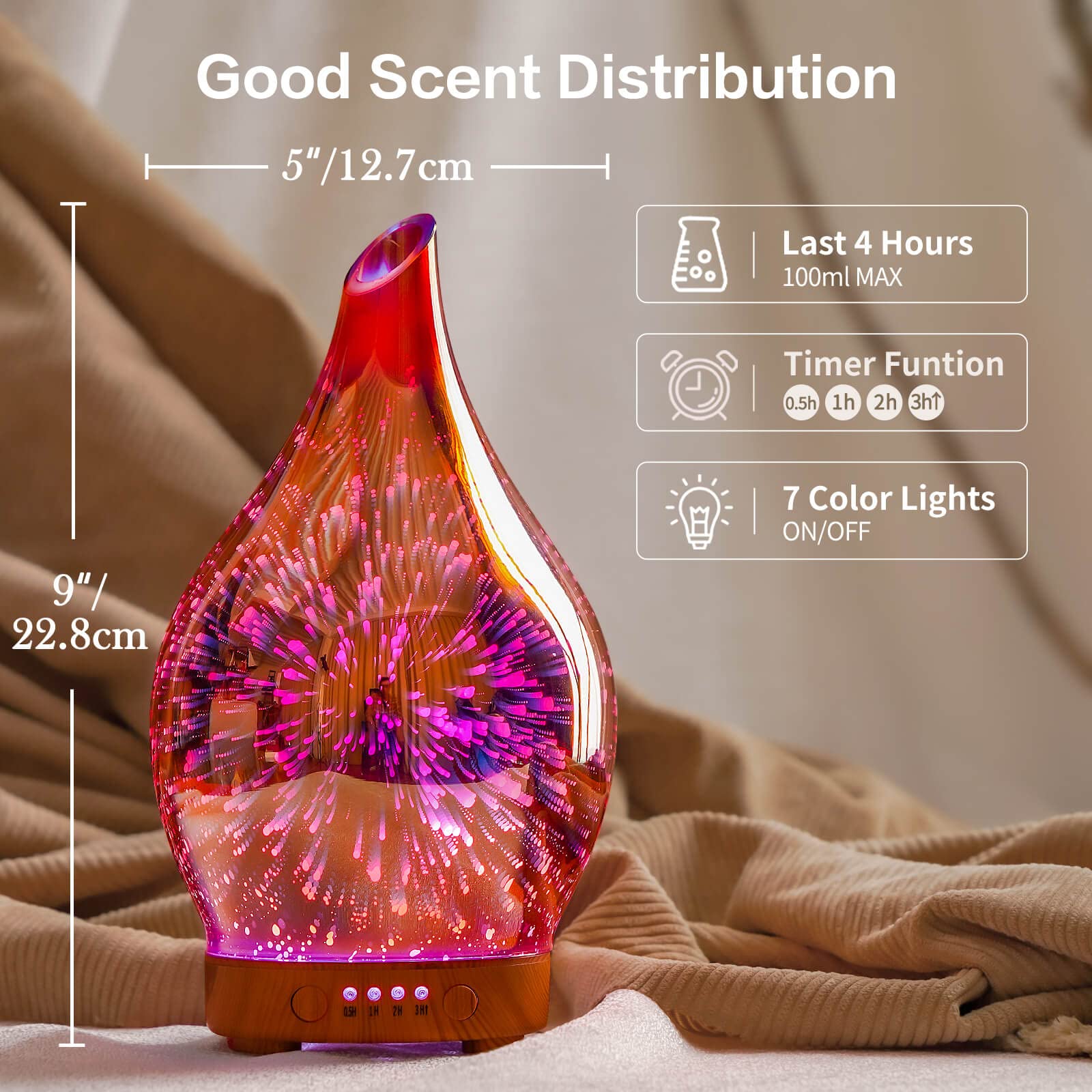 Porseme 100ml ultrasonic diffuser provides gentle humidity for cozy rooms.
