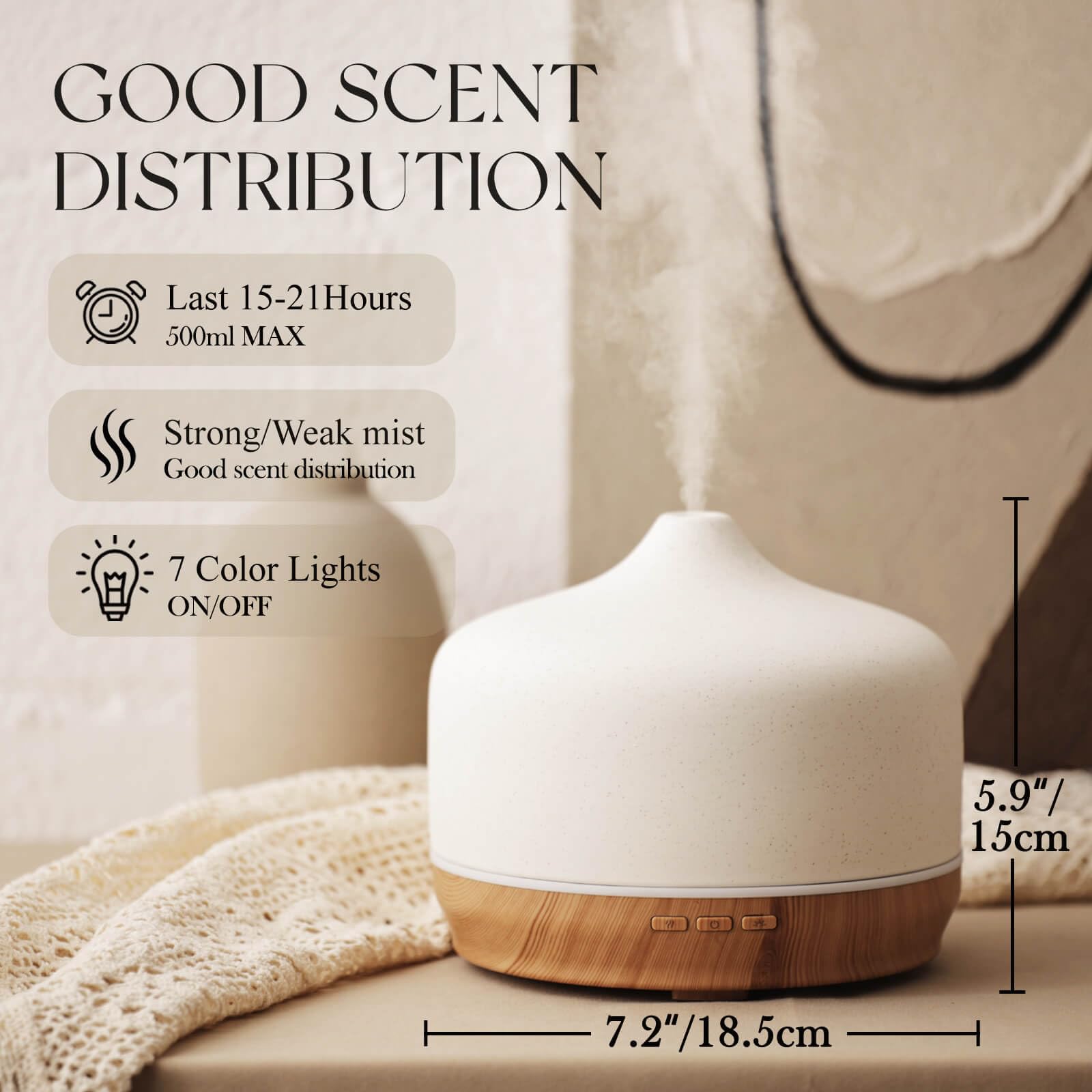 Porseme 500ml diffuser with ceramic globe suits large rooms