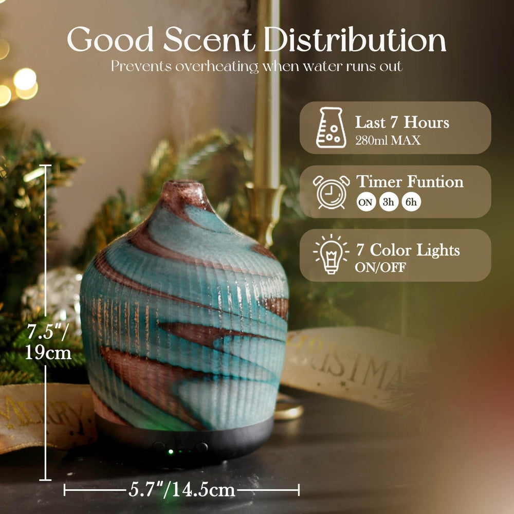 Porseme diffuser with 7 color changing LED lights creates ambiance