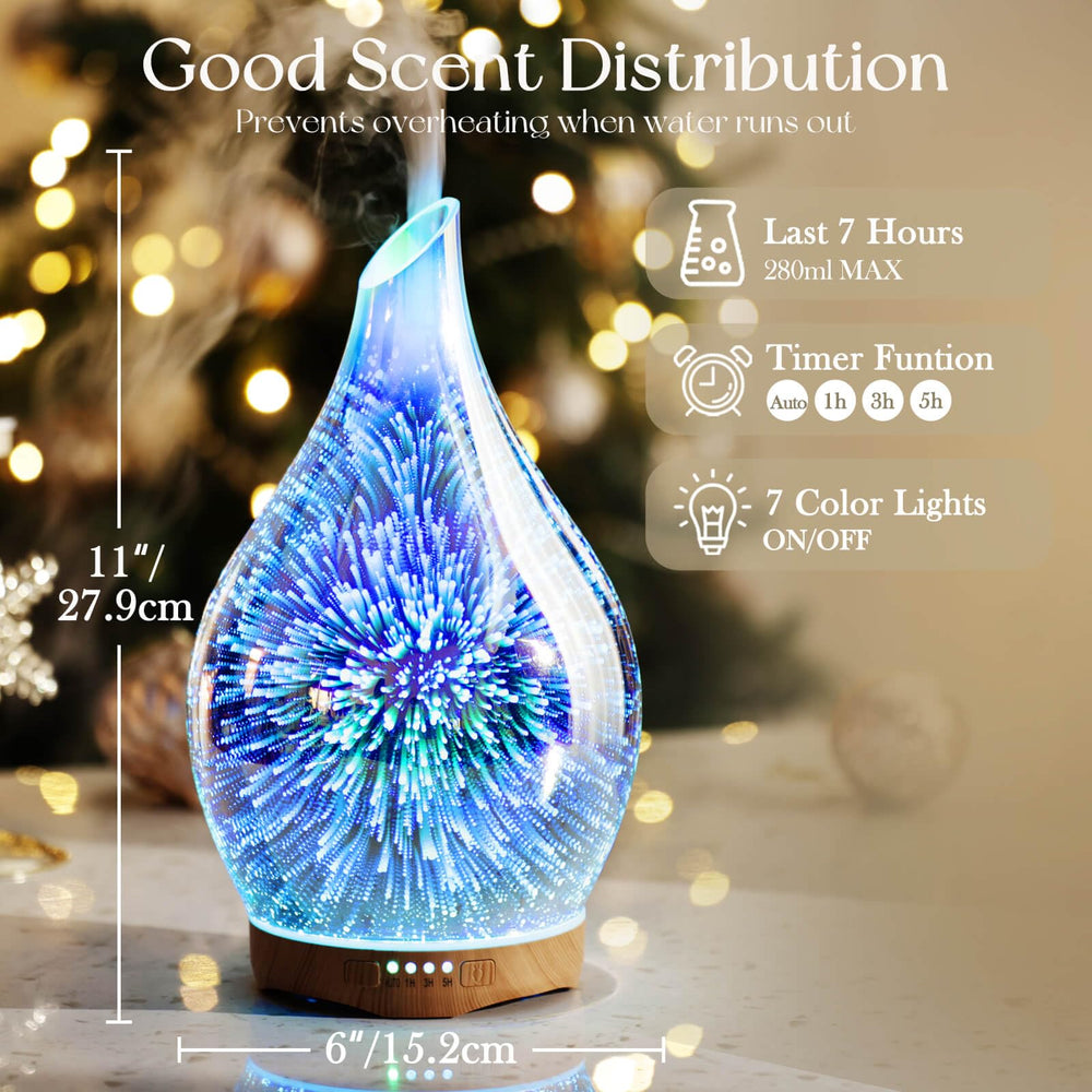 Porseme diffuser showing seven color ambient lighting for mood setting