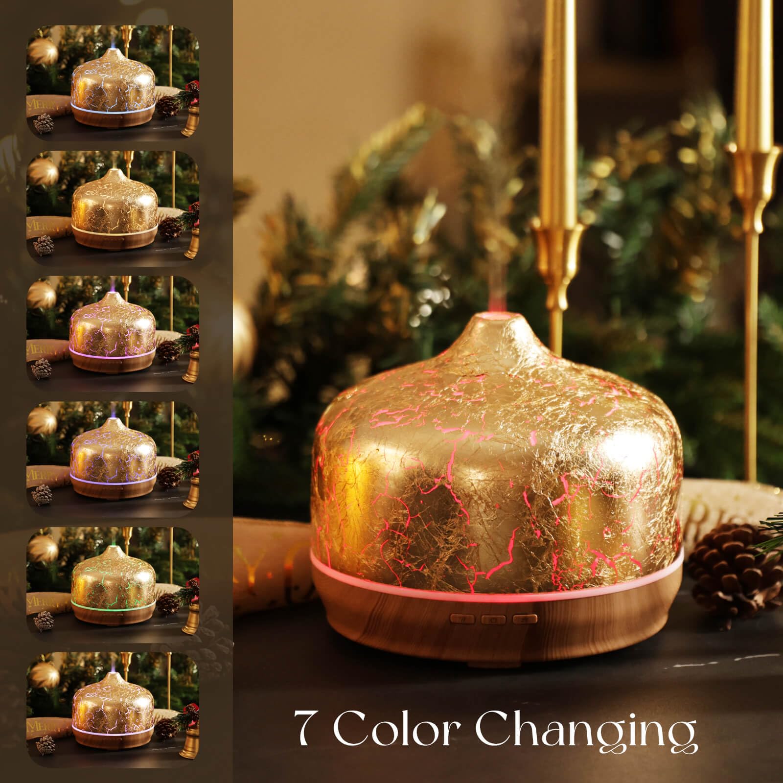 Porseme diffuser with gold plated glass cover adds elegant style and aroma diffusion
