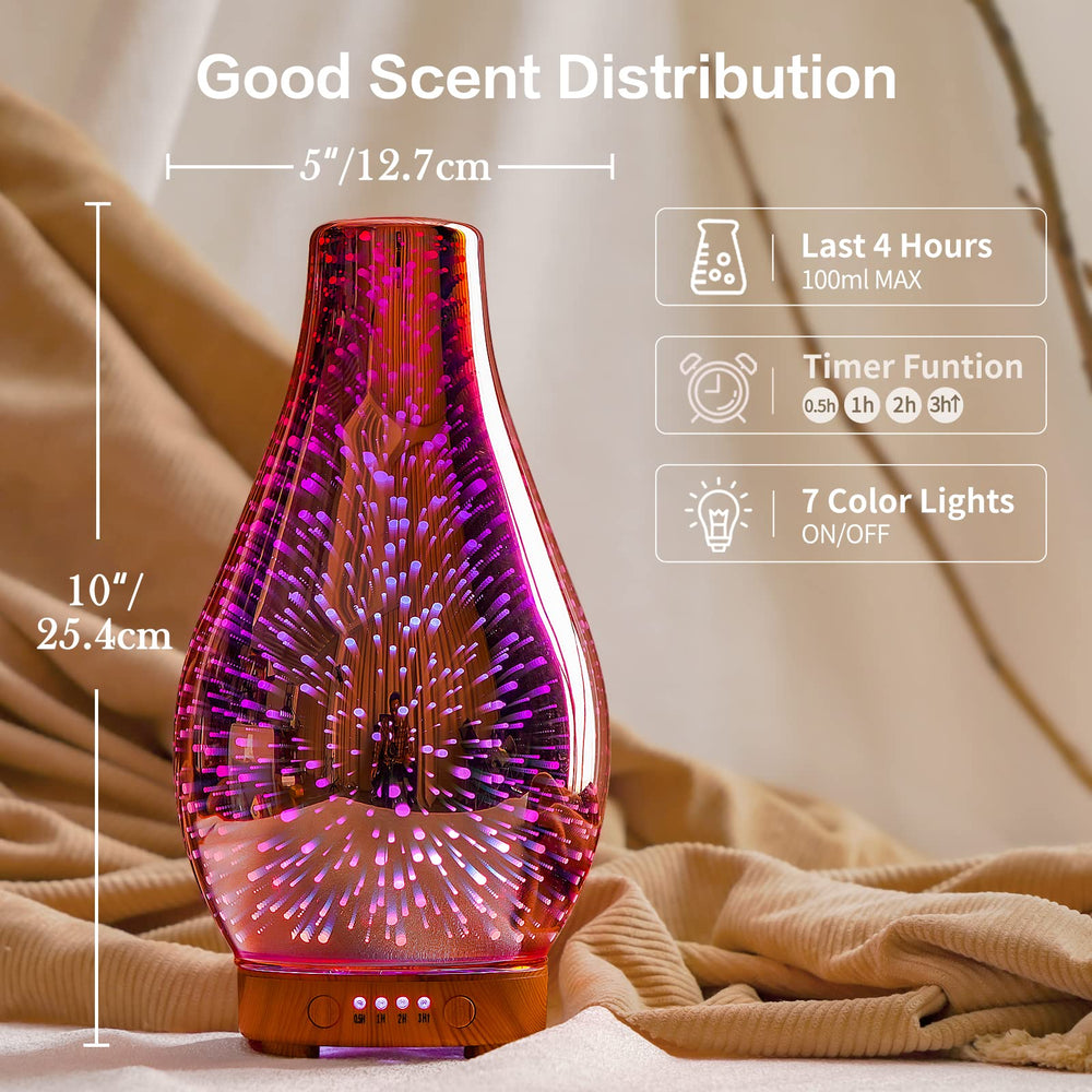 Porseme diffuser with rose gold finish provides a 7-color night light for relaxing evenings.