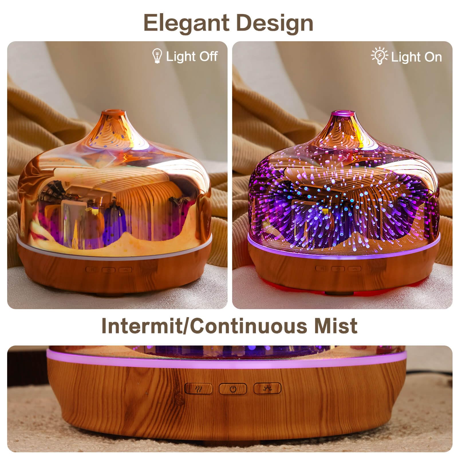 Porseme rose gold glass diffuser adds elegant decor.
