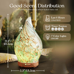 Porseme diffuser star-pattern glass cover adds decorative appeal.