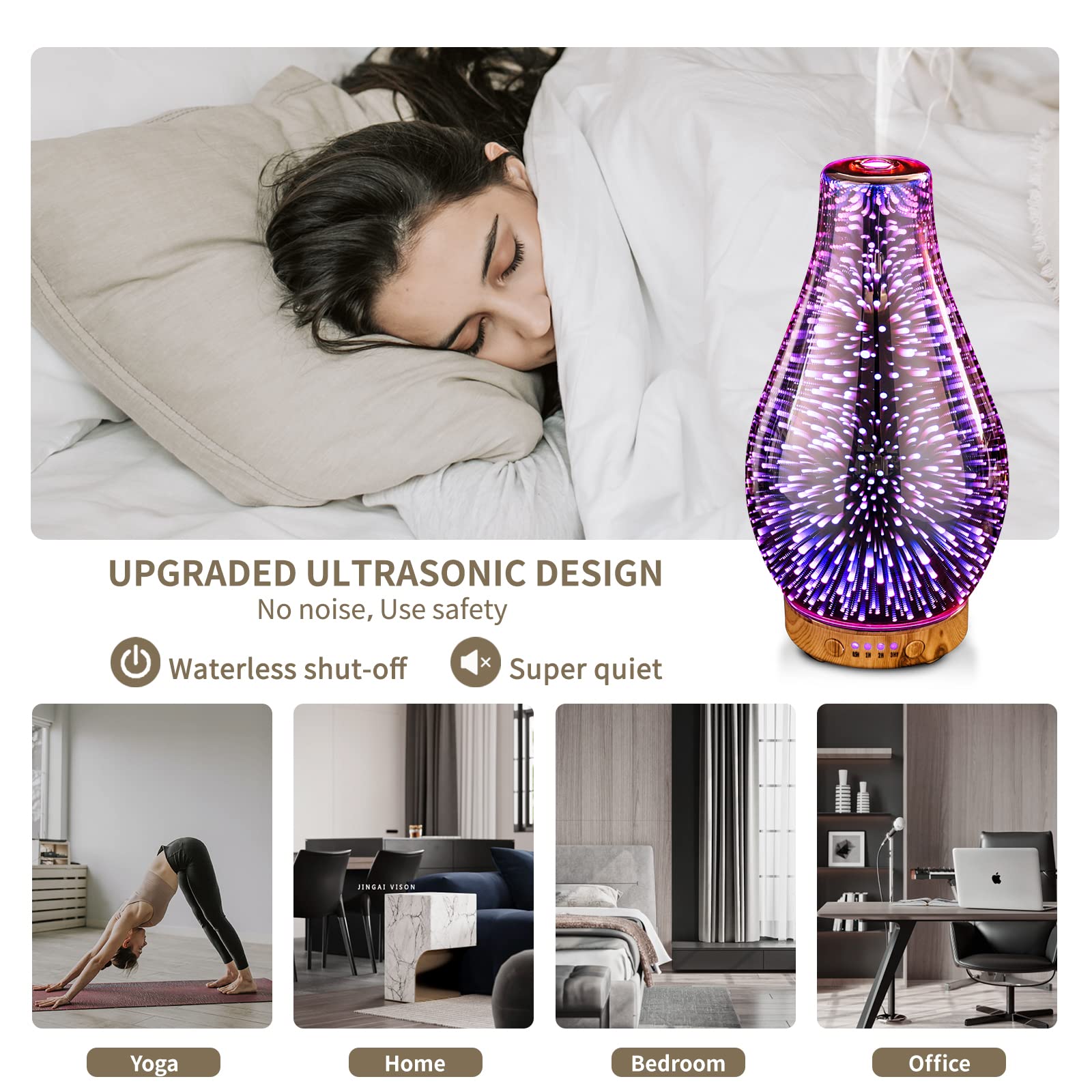 Porseme diffuser offers timer options of 30 minutes, 1 hour, 2 hours, and 3+ hours.