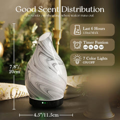 Porseme 150ml diffuser demonstrates ultrasonic mist for gentle aroma enhancement.