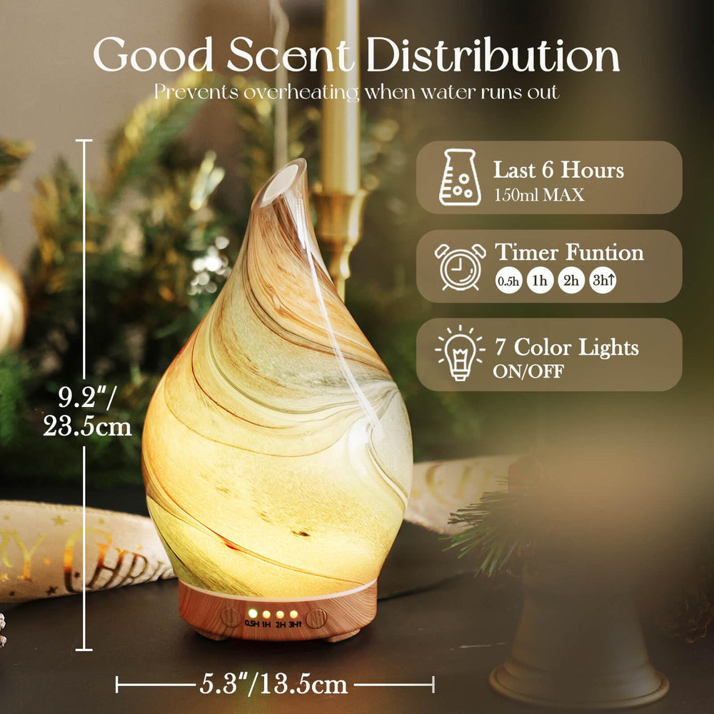 Porseme diffuser with a wood grain base for warm, inviting spaces.