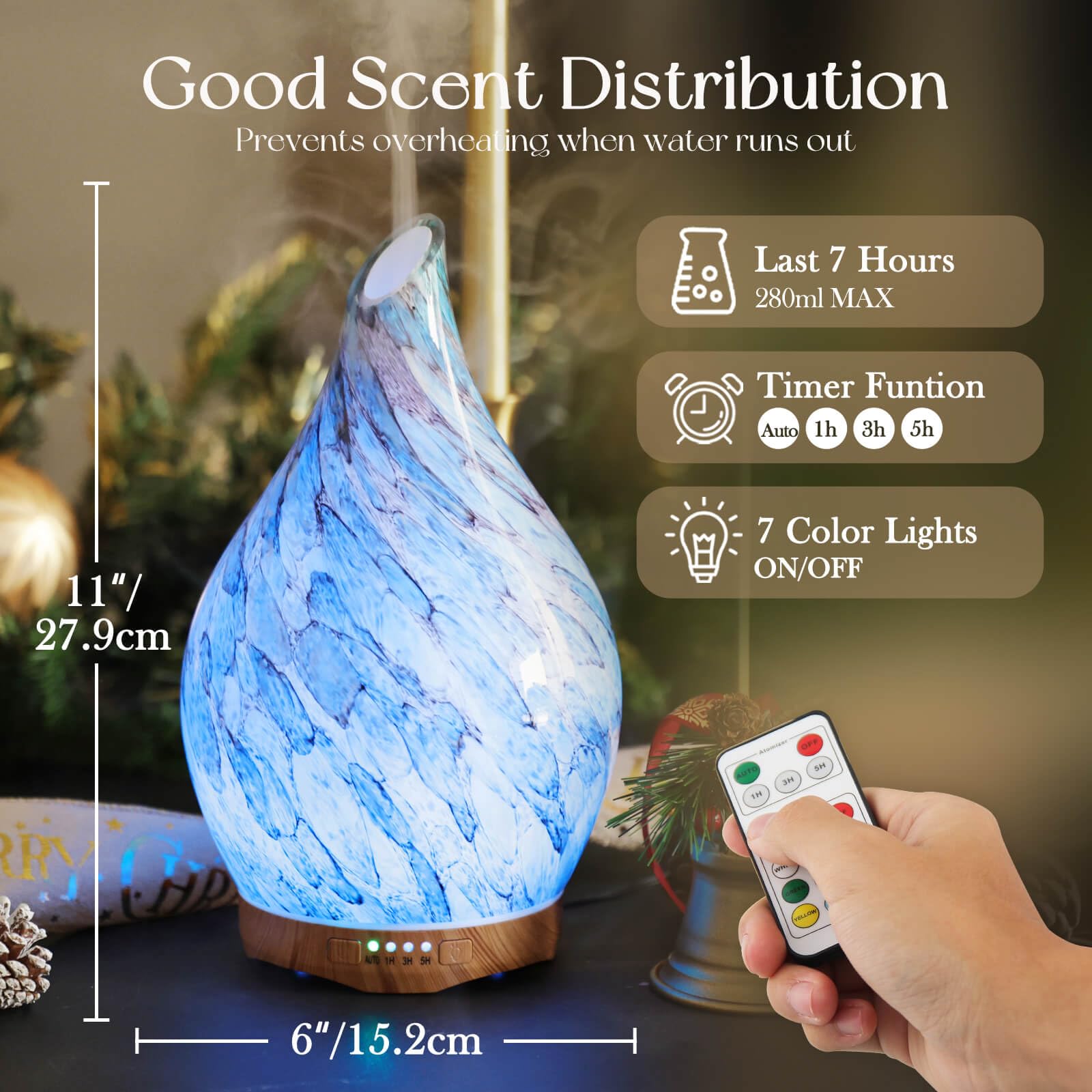 Porseme diffuser with wood grain base complements decor