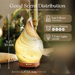 Porseme diffuser with a wood grain base for warm, inviting spaces.