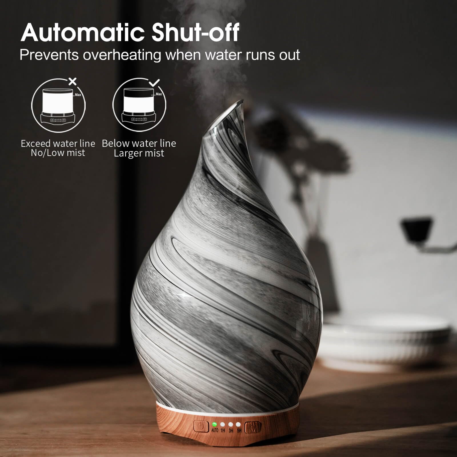 Porseme ink diffuser auto-off protects safety when water runs out