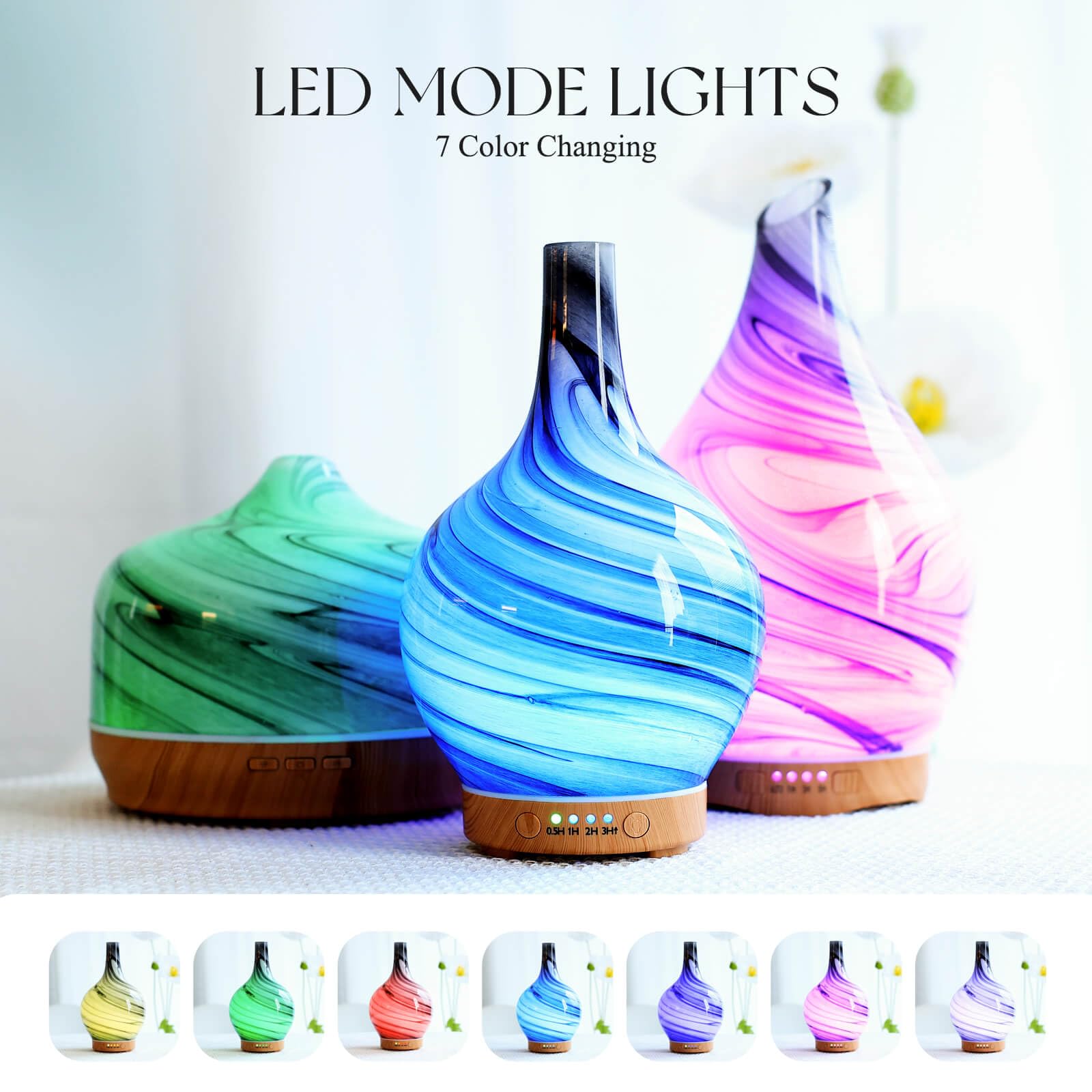 Porseme ink glass diffuser with starry pattern and wood base decor