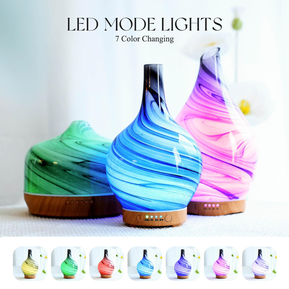 Porseme ink glass diffuser with starry pattern and wood base decor