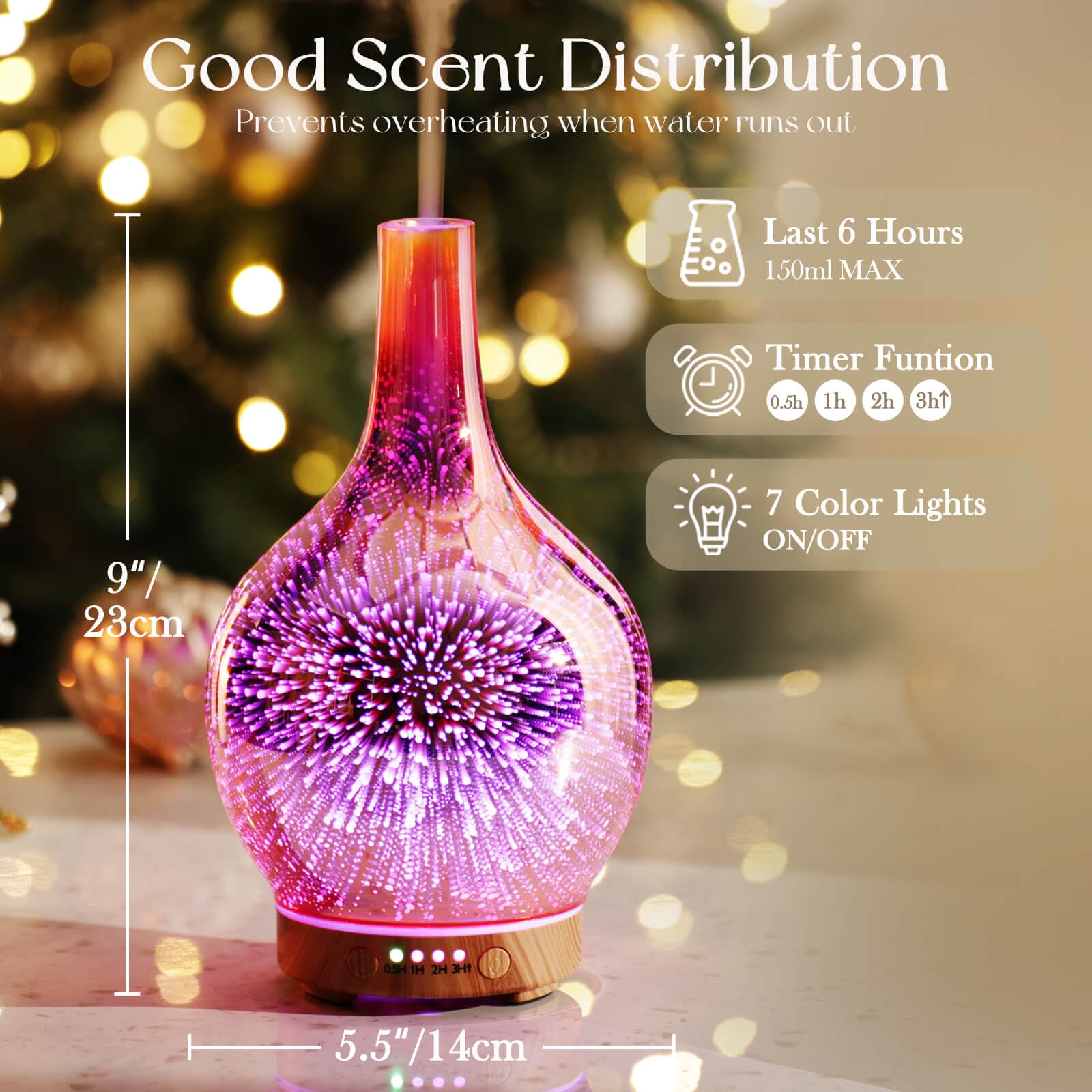 Porseme diffuser LED lights offering seven colors for mood lighting