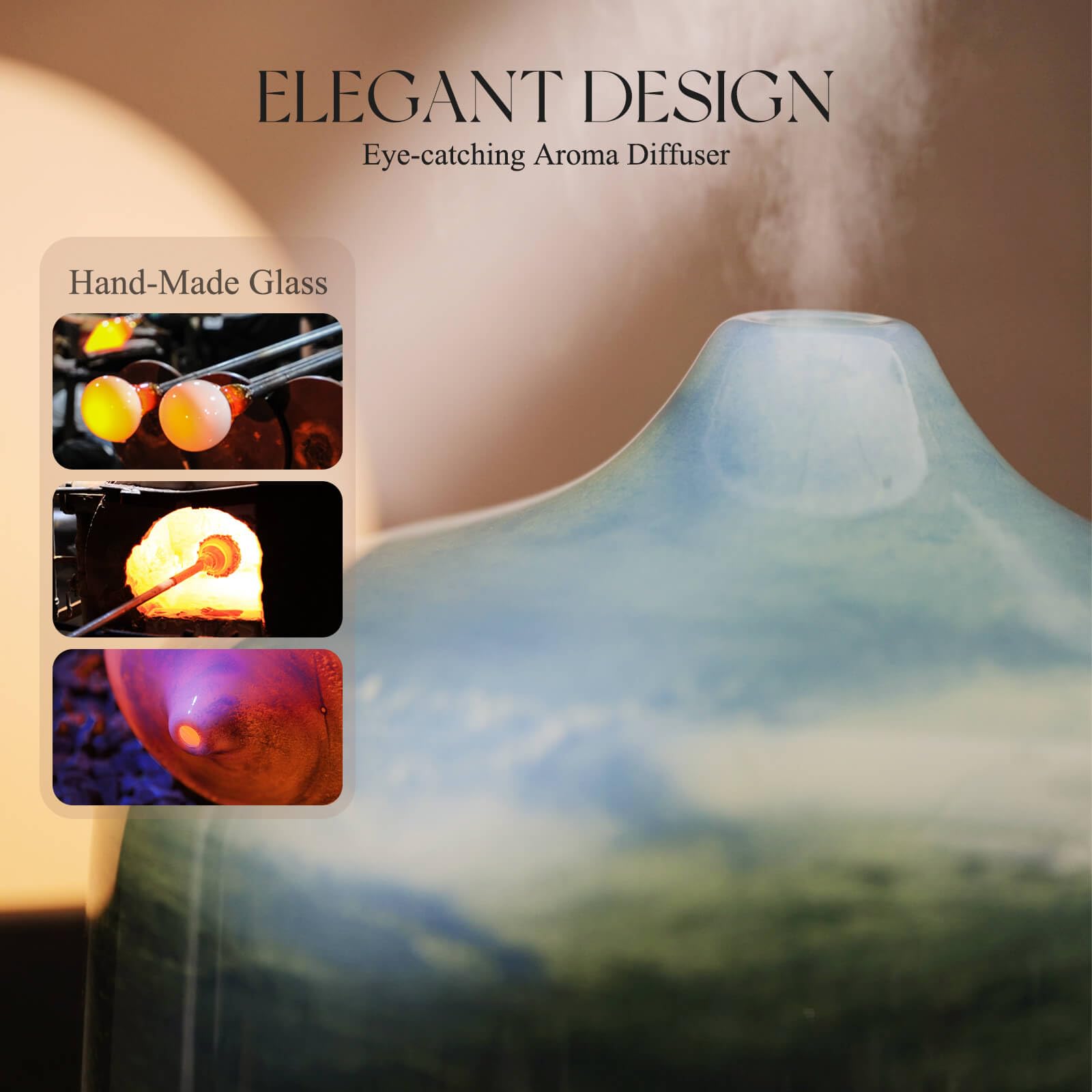 Porseme ultrasonic mist diffuser with continuous and interval modes
