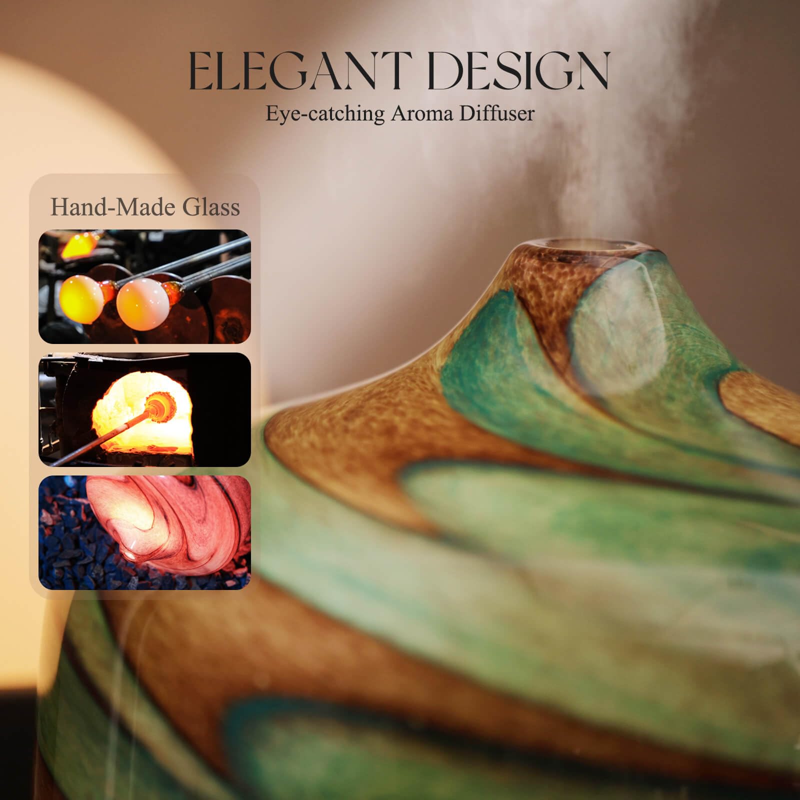 Porseme ultrasonic diffuser emits nano-mist for aroma diffusion