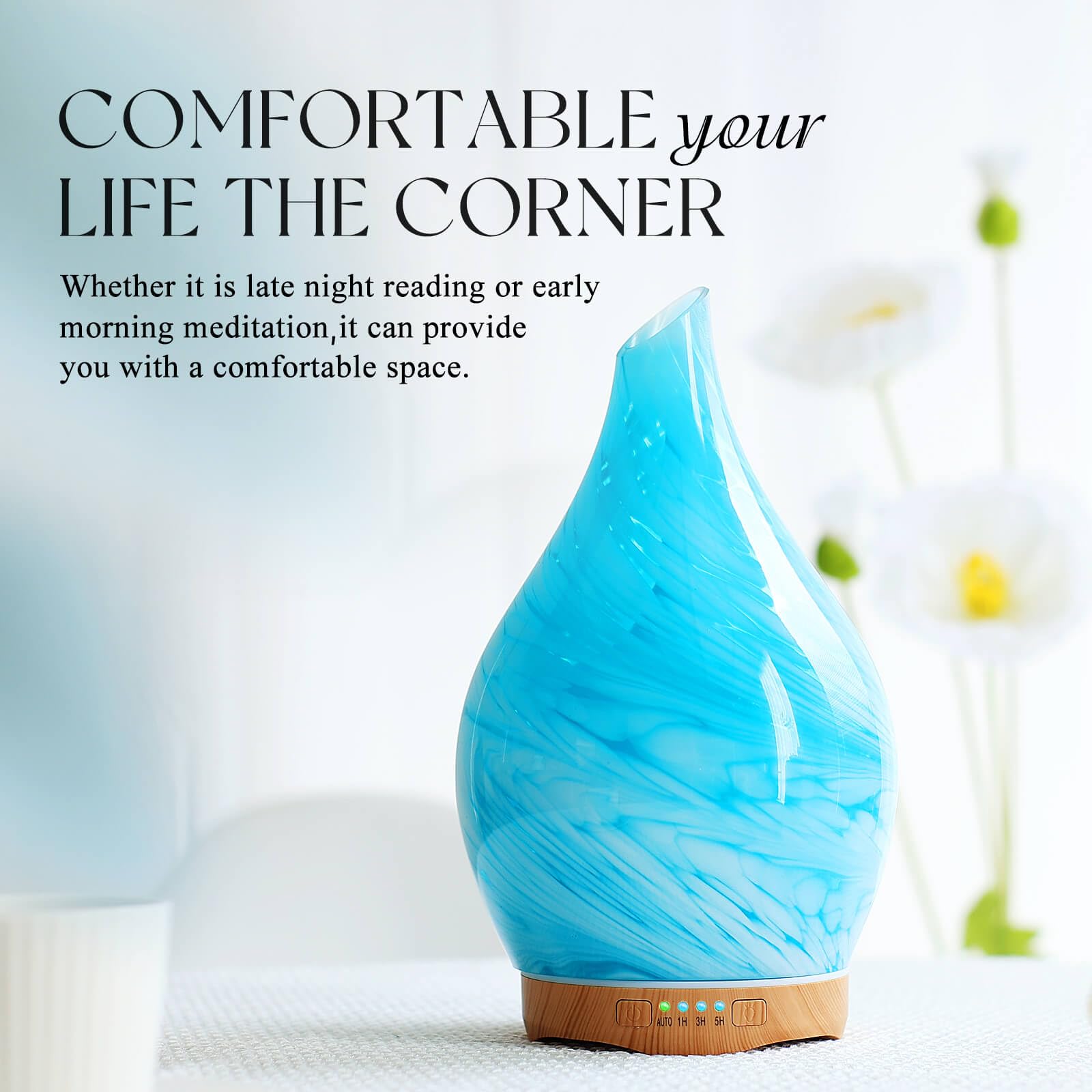 Porseme ultrasonic mist releases nano-scale aroma for quiet diffusion