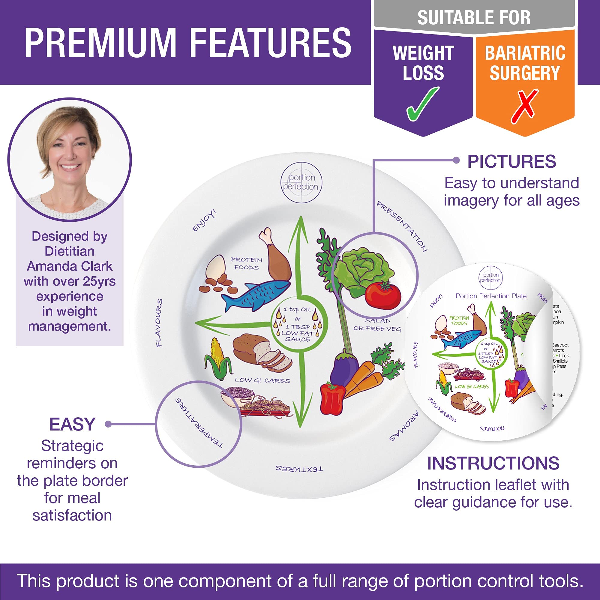 Portion Perfection measuring bowl shows accurate portions for cereals and soups.