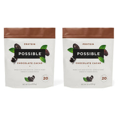 Possible protein powder chocolate cacao bag front view showing vegan protein option