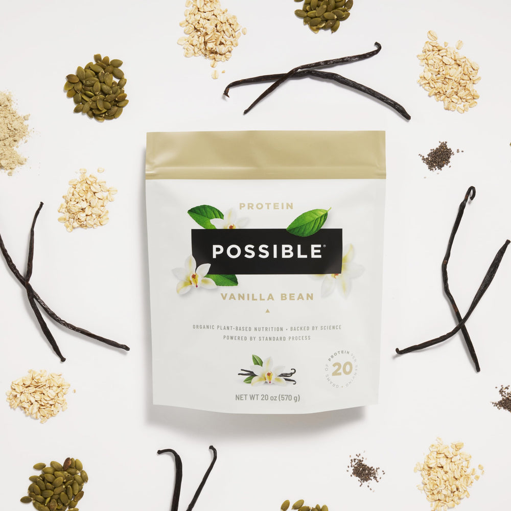 Possible Protein Powder Vanilla Bean label close-up showing clean ingredients