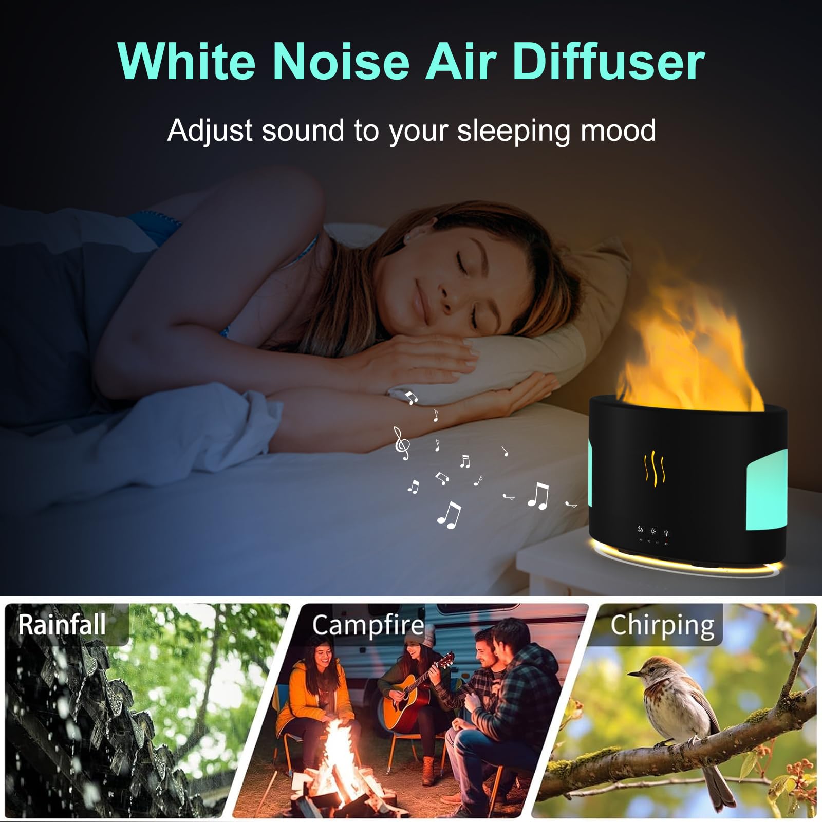 POSVIU diffuser with Bluetooth speaker for sleep music and white noise