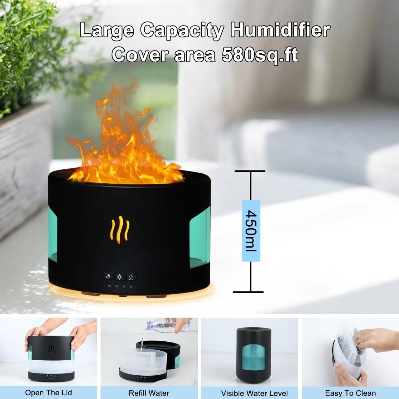 POSVIU large room diffuser with seven color lights for versatile mood lighting