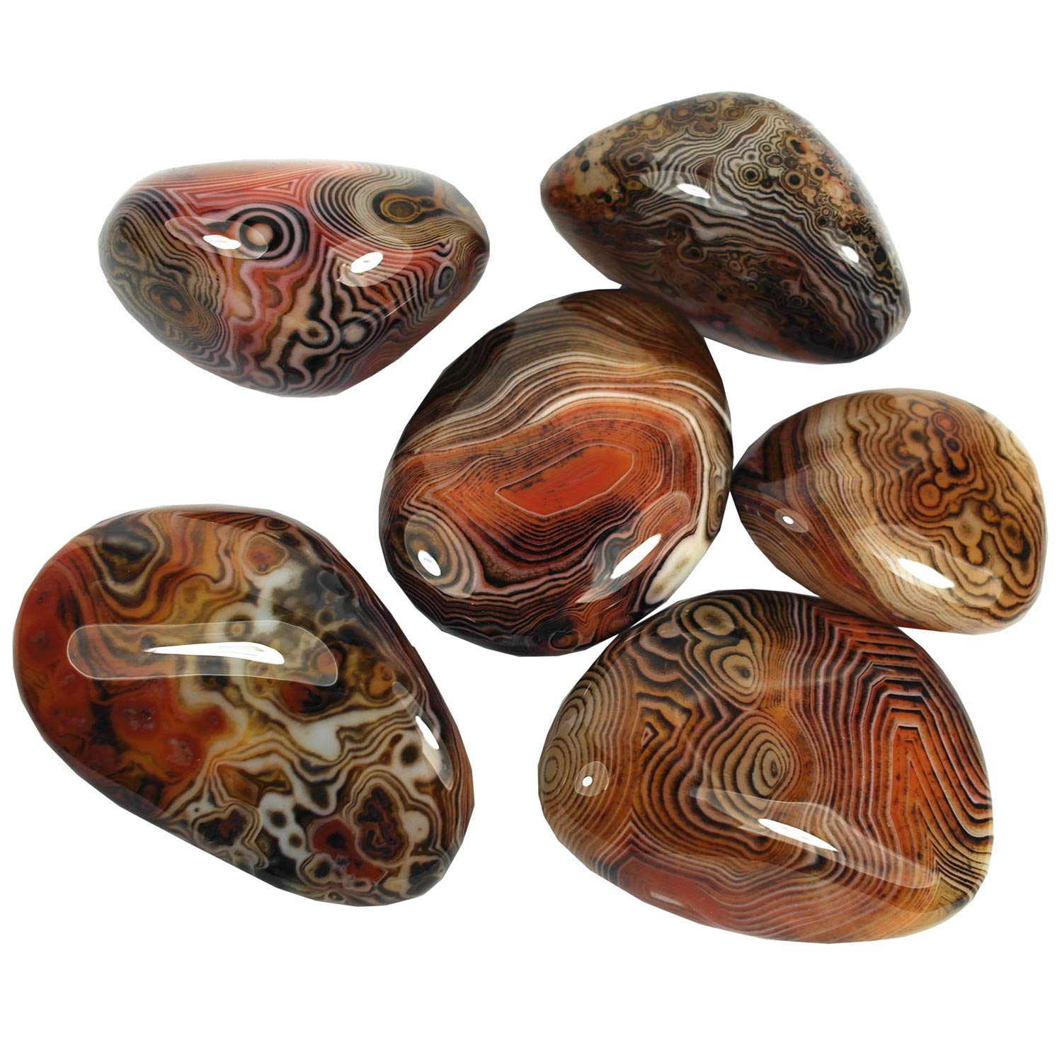 Pounique banded lace agate handheld stone for relaxation