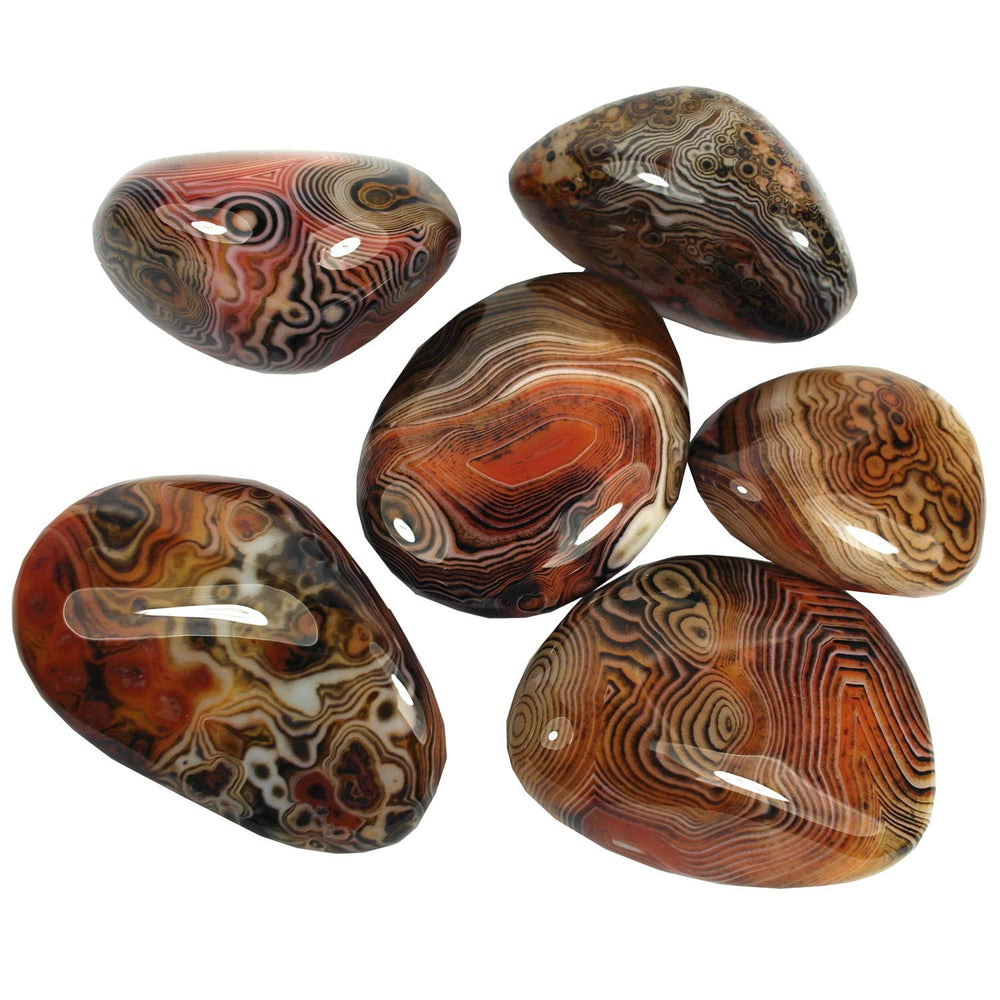 Pounique banded lace agate handheld stone for relaxation