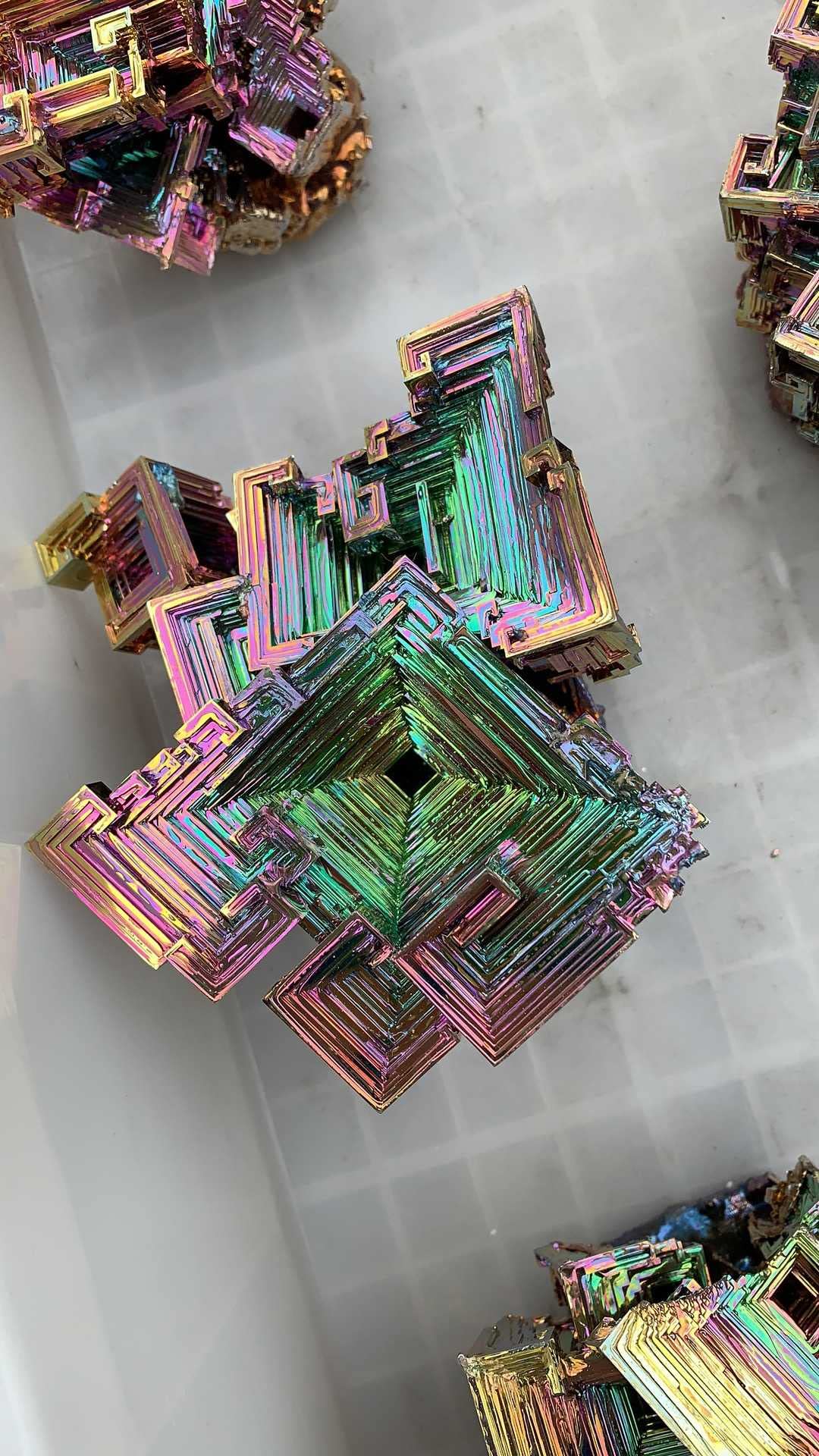 Pounique bismuth crystal altar meditation aid for ambiance.