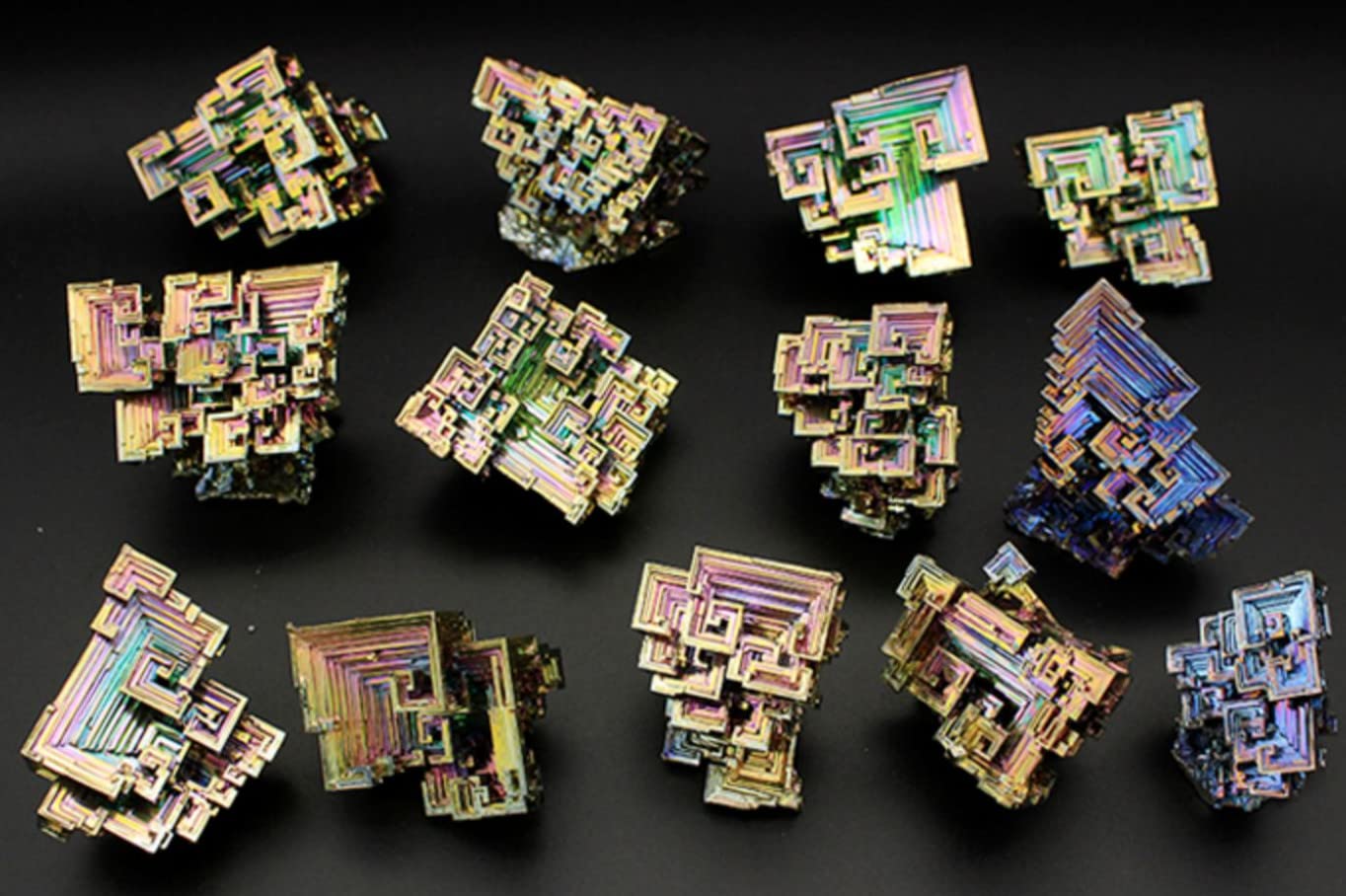 Pounique Bismuth Crystal heavy display piece, tactile and photogenic for mindful observation.